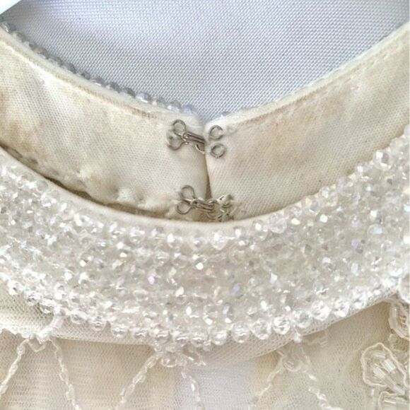 Tania Olsen Couture Wedding Dress Size 4 Ivory High Neck Beaded Halter Neck Gown - Picture 5 of 16